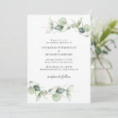 Elegante eucalyptus script bruiloft kaart (Staand voorkant)