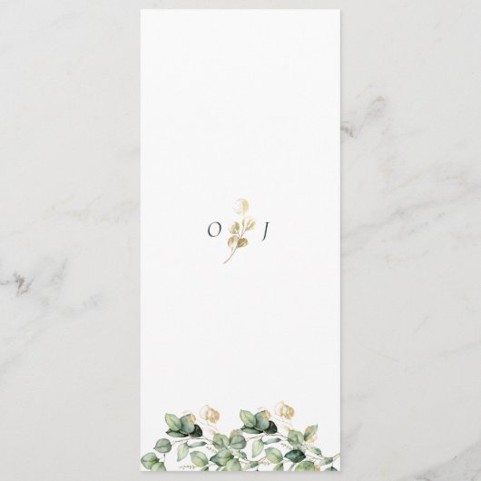 Elegante eucalyptus script bruiloft menu (Achterkant)
