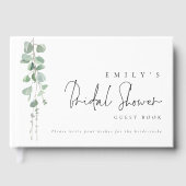 Elegante Eucalyptus Script Bruiloftsfeest Gastenboek (Voorkant)