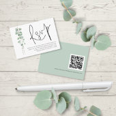 Elegante Eucalyptus Script QR Code Huwelijksreacti Informatiekaartje