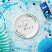 Elegante Eucalyptus Stof Blauwe Bruidsborrel Papieren Bordje (Feest)