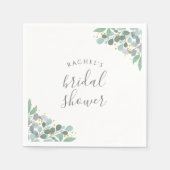 Elegante Eucalyptus Stof Blauwe Bruidsborrel Servet (Voorkant)