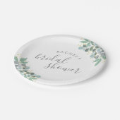 Elegante Eucalyptus Stof Blauwe Bruiloft Brunch Papieren Bordje (Gekanteld)