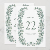 Elegante Eucalyptus Tafelnummers (Voorkant / Achterkant)