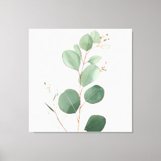 Elegante Eucalyptus Tak Gouden Lijn Botanisch Canvas Afdruk