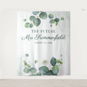 Elegante Eucalyptus Toekomst Mrs Photo Booth Achte Wandkleed