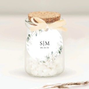 Elegante Eucalyptus Trouw Klassieke Ronde Sticker