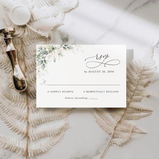 Elegante Eucalyptus Trouw RSVP Kaart