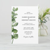 Elegante Eucalyptus Trouw Uitnodiging (Staand voorkant)