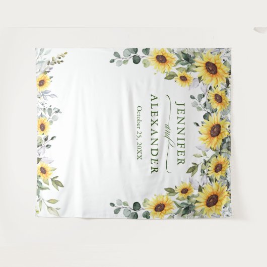 Elegante Eucalyptus Trouwfotobooth Achtergrond Wandkleed (Voorkant (horizontaal))