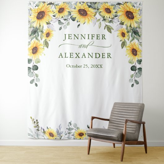 Elegante Eucalyptus Trouwfotocabine Achtergrond Wandkleed (In situ)