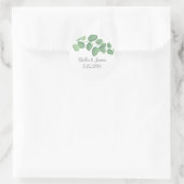Elegante Eucalyptus trouwstickers Ronde Sticker (Tas)