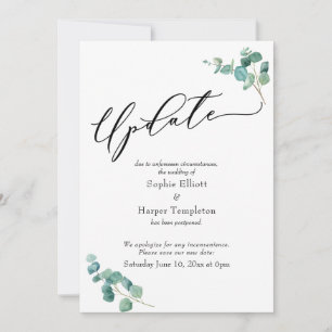 Elegante Eucalyptus Uitgestelde Trouwdag Updatekaa Kaart