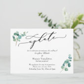 Elegante Eucalyptus Uitgestelde Trouwdag Updatekaa Kaart (Staand voorkant)