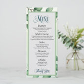 Elegante eucalyptus verlaat modern huwelijksmenu menu (Staand voorkant)
