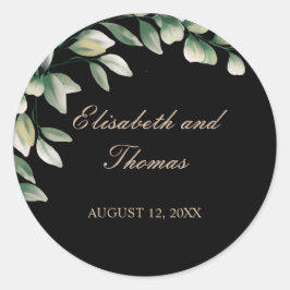 Elegante eucalyptus verlaat moderne bruiloft ronde sticker