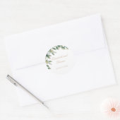Elegante eucalyptus verlaat moderne bruiloft ronde sticker (Envelop)