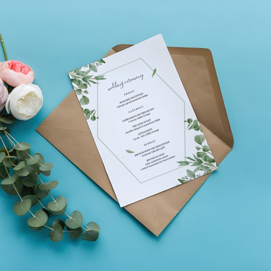 Elegante eucalyptus verlaat trouwprogramma's