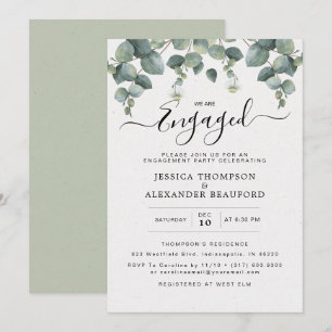 Elegante Eucalyptus Verlovingsfeest Kaart