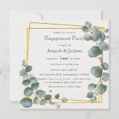 Elegante Eucalyptus Verlovingsfeestvierkant Kaart (Voorkant)