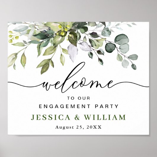Elegante Eucalyptus VERLOVINGSPARTY Welkomstbord Poster (Voorkant)