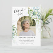 Elegante Eucalyptus Viering van het Leven Foto Kaart (Staand voorkant)