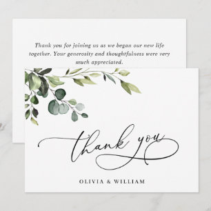 Elegante Eucalyptus Watercolor Bloem QR Bedankkaart