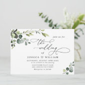 Elegante Eucalyptus Watercolor Bloemen Bruiloft Kaart (Staand voorkant)