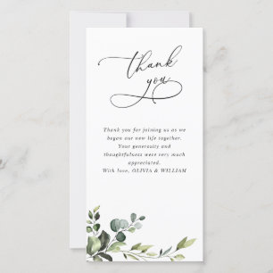 Elegante Eucalyptus Watercolor Bloemen QR Bedankkaart