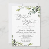 Elegante Eucalyptus Watercolor Bruidsbrunch Kaart (Voorkant)