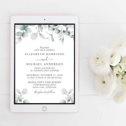 Elegante Eucalyptus Watercolor Bruiloft Kaart