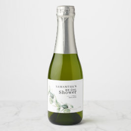 Elegante Eucalyptus Watercolor Bruiloftsborrel Aan Sparkling Wijnetiket