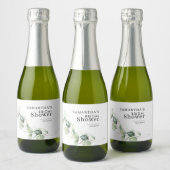 Elegante Eucalyptus Watercolor Bruiloftsfeest Aang Sparkling Wijnetiket (Flessen)