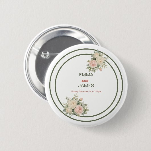 Elegante eucalyptus watercolor ronde stickers button 5,7 cm (Voorkant /achterkant)