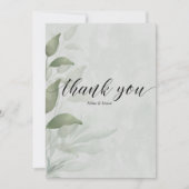 Elegante Eucalyptus waterverf bloemenbruiloft Bedankkaart (Voorkant)