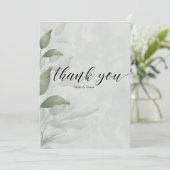 Elegante Eucalyptus waterverf bloemenbruiloft Bedankkaart (Staand voorkant)
