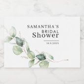 Elegante Eucalyptus Waterverf Bruidsdouche Custom Sparkling Wijnetiket (Enkel label)