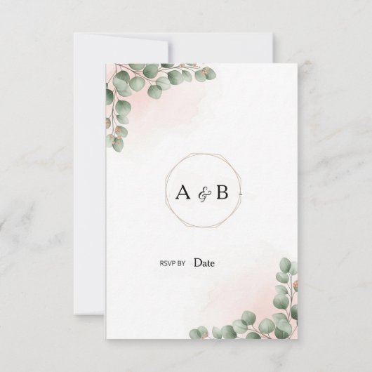 Elegante Eucalyptus Waterverf bruiloft RSVP Kaart (Achterkant)