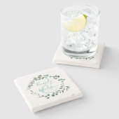 Elegante Eucalyptus Waterverf minimalistisch Stenen Onderzetter (Zijkant)