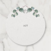 Elegante Eucalyptus Waterverf Monogram Bedankjes Labels (Achterkant)