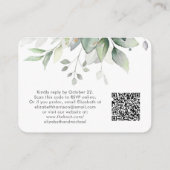 Elegante Eucalyptus Waterverf QR Code Bruiloft RSV Informatiekaartje (Achterkant)