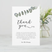 Elegante Eucalyptus Waterverf verlaat Baby shower Bedankkaart (Staand voorkant)