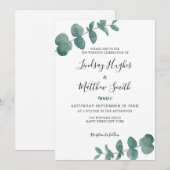 Elegante Eucalyptus Waterverf verlaat bruiloft Kaart (Voorkant / Achterkant)