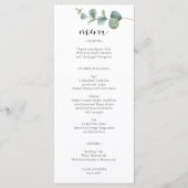 Elegante Eucalyptus Wedding Menu Kaart (Voorkant)