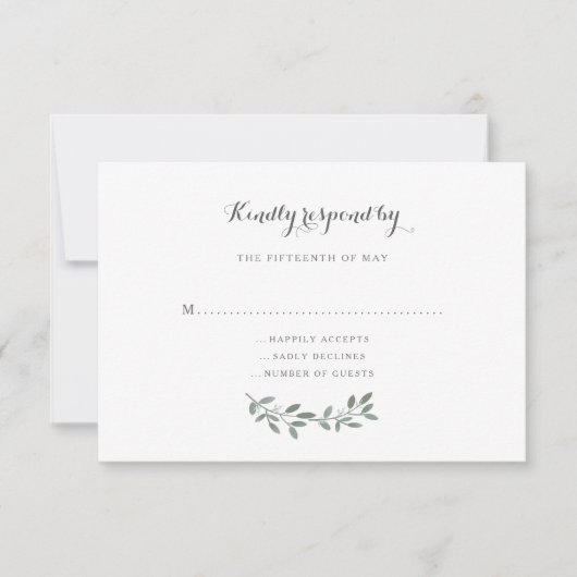 Elegante Eucalyptus Wedding Suite Reactie RSVP (Voorkant)