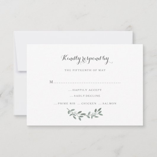 Elegante Eucalyptus Wedding Suite Reactie RSVP (Voorkant)