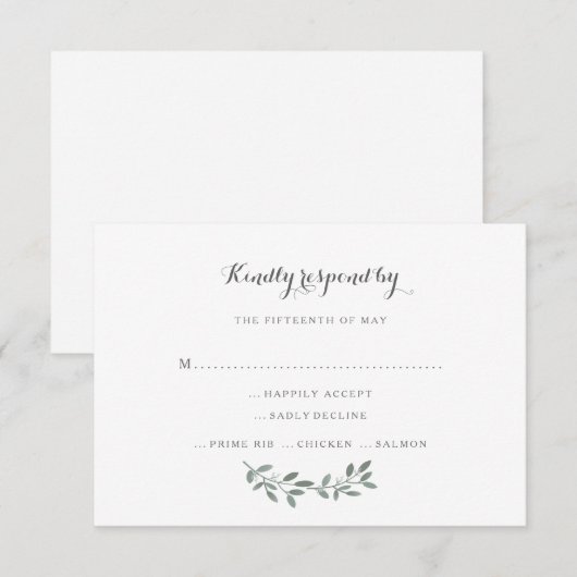 Elegante Eucalyptus Wedding Suite Reactie RSVP (Voorkant / Achterkant)