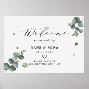 Elegante Eucalyptus Welkom Trouwbord Poster