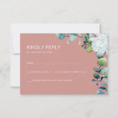 Elegante eucalyptus witte bloemen chique bruiloft RSVP kaartje (Voorkant)