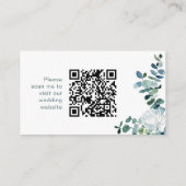 Elegante eucalyptus & witte bloemen QR Code websit Informatiekaartje (Achterkant)